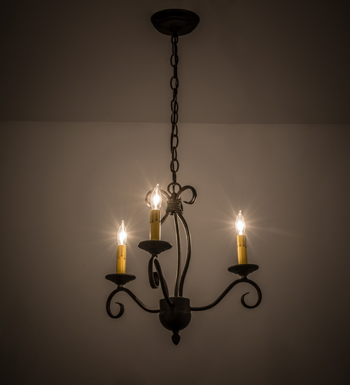 18 in. Sienna 3 Light Chandelier, Chestnut - Victorian Lodge