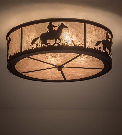 170455 22 in. Lone Cowboy Flushmount, Dark Roast & Silver Mica