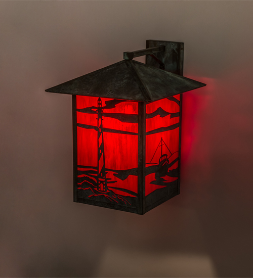 17 in. Lighthouse & Trawler Straight Arm Wall Sconce, Flame Verde