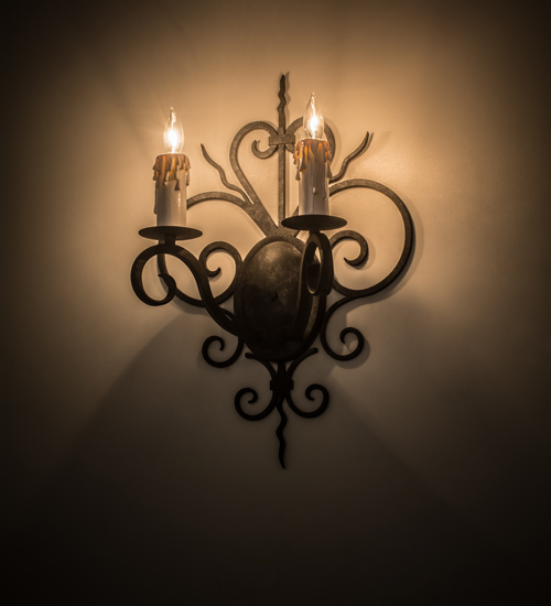 174332 14 in. Kenneth 2 Light Wall Sconce, Smoke 071U