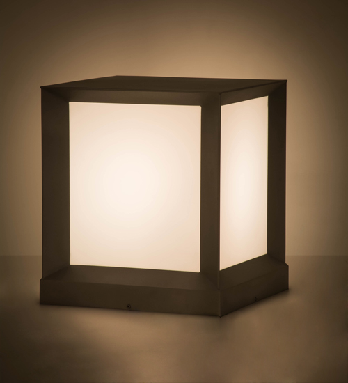 16 in. Square Cubism Pier Mount, Weatherable Silver White Acrylic Sb In