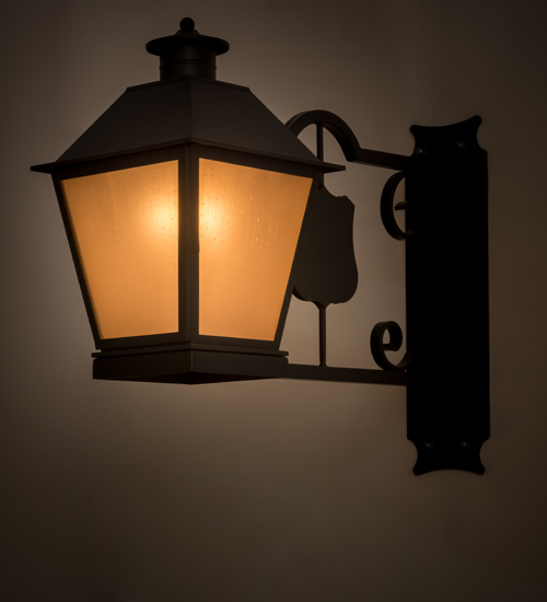 12 in. Stafford Lantern Wall Sconce, Blackwash & Peach Glass