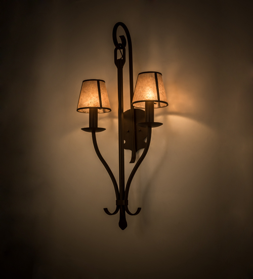 20 in. Nehring 2 Light Wall Sconce, Cafe Noir & Silver Mica
