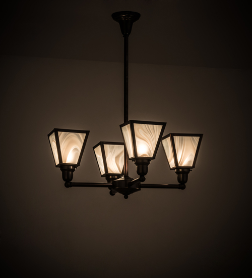 27 in. Metro White Baroque 4 Light Chandelier, Fsb-12
