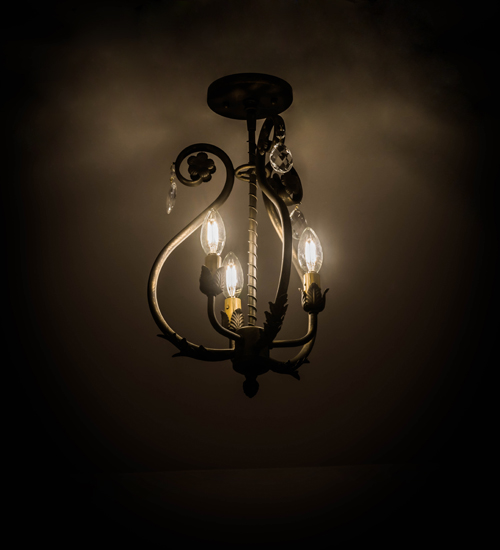 12 in. Antonia 3 Light Chandelier, Antique Brass Matte