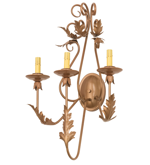 17 in. French Elegance 3 Light Wall Sconce, Metallic Bronze