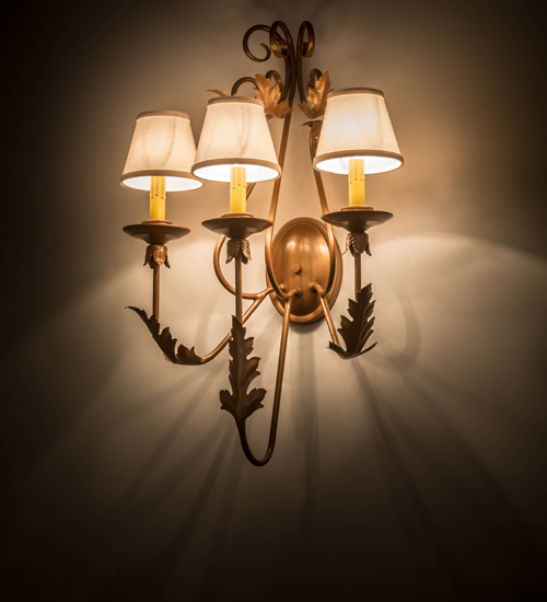 18 in. French Elegance 3 Light Wall Sconce, Metallic Bronze