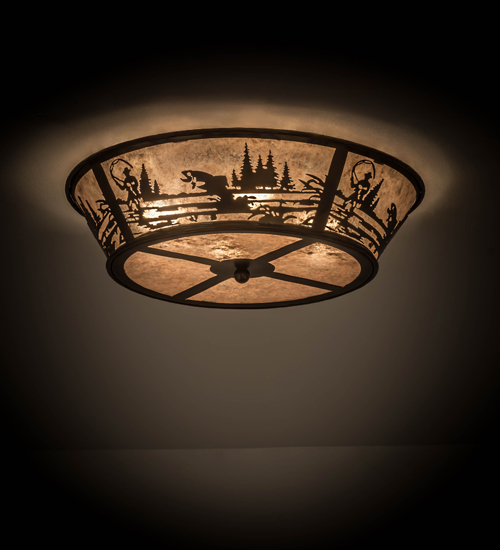 22 in. Fly Fishing Creek Flushmount, 3Dkburnantcop & Silver Mica