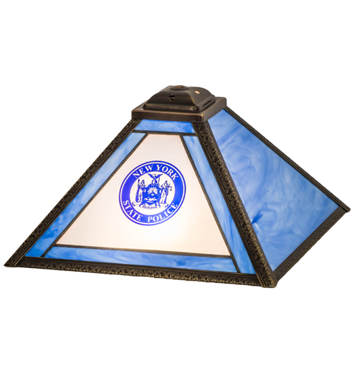 178516 13 in. Square Personalized State Trooper Shade, Craftsman Brown On Brass