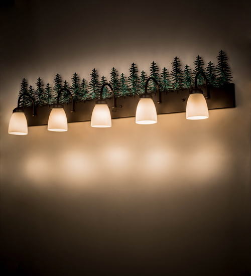 48 in. Tall Pines 5 Light Vanity, Timeless Bronze & Green Trees