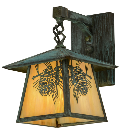 92840 8 in. Stillwater Winter Pine Hanging Wall Sconce, Bai Verd