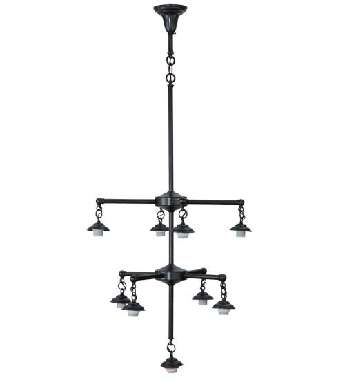 107193 28 in. Round 9 Light Mission Hanger, Craftsman Brown