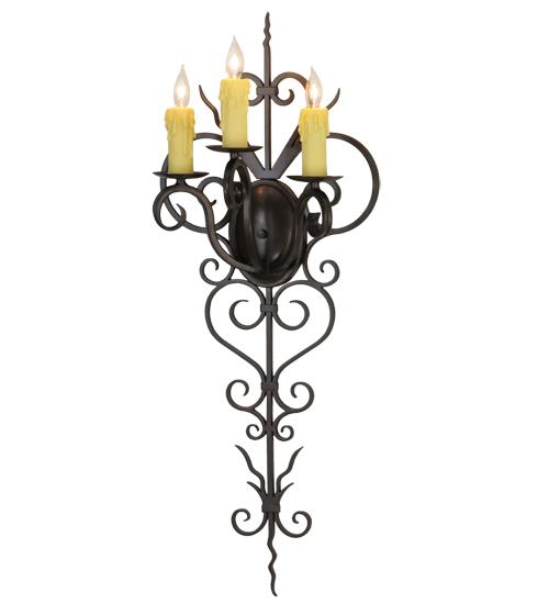 131396 14 in. Kenna 3 Light Wall Sconce, Rustic Iron 063U