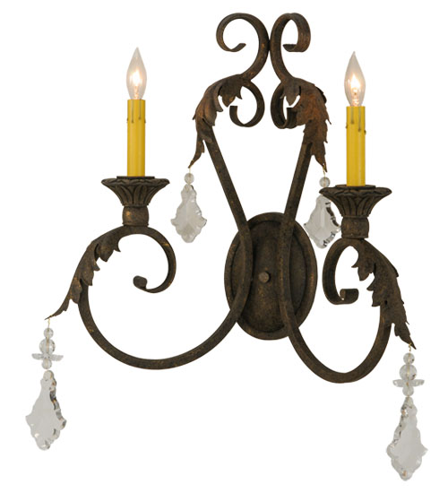 116398 19 in. Josephine 2 Light with Crystals Wall Sconce
