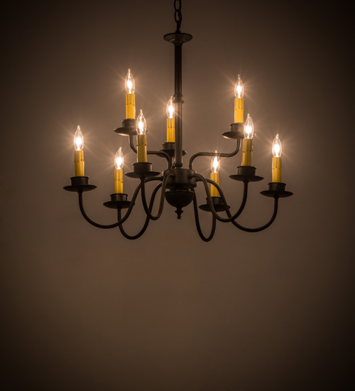 118938 22 in. Ean 2 Tier 9 Light Chandelier, Blackwash
