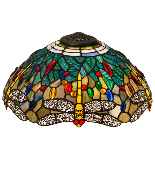 119649 16 in. Tiffany Hanginghead Dragonfly Shade, Ebr Oaag Flame Beige