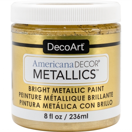 DecoArt ADMTL14-36 Americana Decor Metallics Craft Paint, Soft Gold, 8-oz. - Quantity 3
