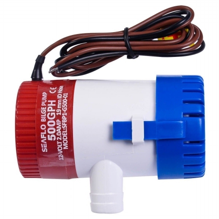 Picture of  CB16446 12 V 2.0A 500 GPH Electric Bilge Pump Marine Boat Yacht Submersible 0.75 in. Hose