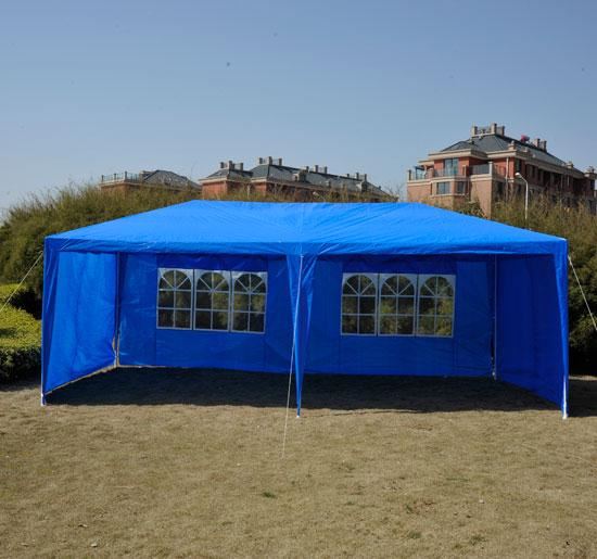 Picture of  CB16289 Outdoor 10 x 20 ft. Gazebo Canopy Tent Blue with 4 Removable Side Walls