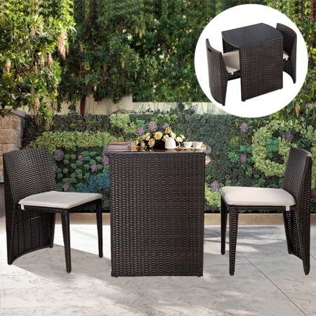 Picture of CB16242 3 Piece Outdoor Furniture Seat Wicker Patio Set, Brown