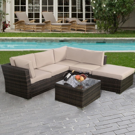 Picture of  CB16328 Outdoor Patio Wicker Furniture Cushioned Seat&#44; Brown - 4 Piece