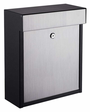 Woodlake Locking Wall Mount Mailbox, Black & Stainless Steel