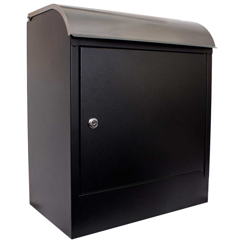 WF-PB018 Selma Locking Wall Mount Letter & Parcel Mailbox, Black - Stainless Steel