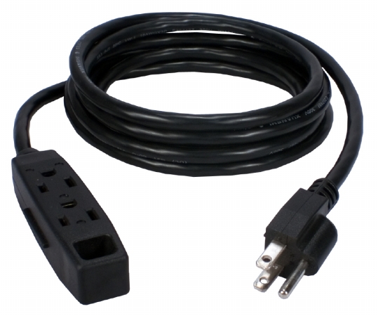 Picture of QVS PC3PX-15-2PK 15 ft. 3-Outlet 3-Prong Power Extension Cord&#44; Black - Pack of 2