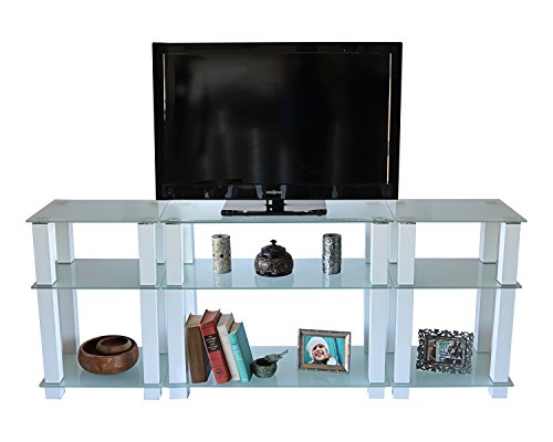 RTA Home & Office TVM-0075W Extra Tall Frosted Glass, Gloss White LCD & Plasma TV Stand - 75 in -  Magic Plastics, Inc.