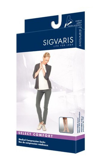 Select Comfort 862CMSW66-P 20 - 30 mmHg Ankle Closed Toe Plus Calf, Crispa - Medium & Short