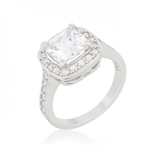 Picture of Icon Bijoux R08387R-C01-08 Halo Style Cushion Cut Engagement Ring, Size 8