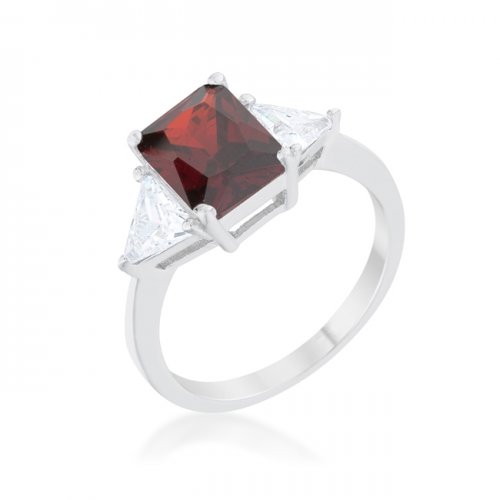 Picture of Icon Bijoux R08451R-C13-05 Classic Rhodium Engagement Ring, Garnet - Size 5