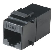 FM692 CAT6 Keystone Feed-Through Straight-Pinned Coupler - Black