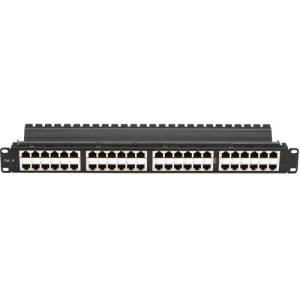 Picture of Black Box Network Services JPM816A-HD Space Gain CAT6 High-Density Feed-Through Patch Panel, Shielded - 48 Port, 1U