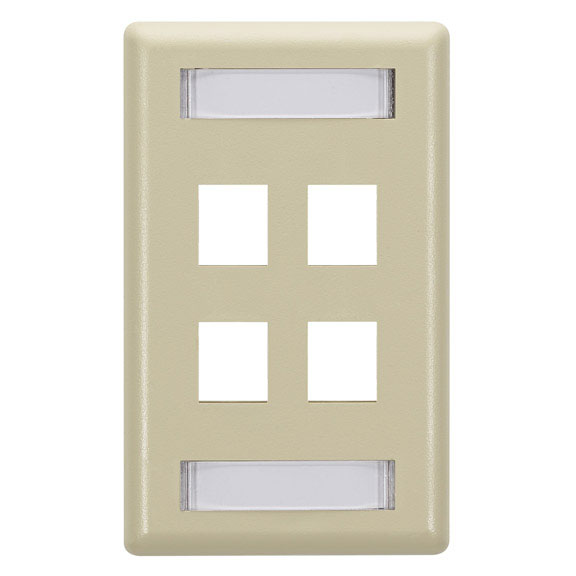 GigaStation2 Wallplate, 4 Port Single Gang - Ivory