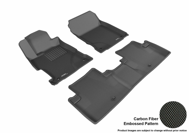 3D Maxpider Custom Fit Complete Kagu Black Floor Mat for 2013-2016 Acura ILX Models - Black