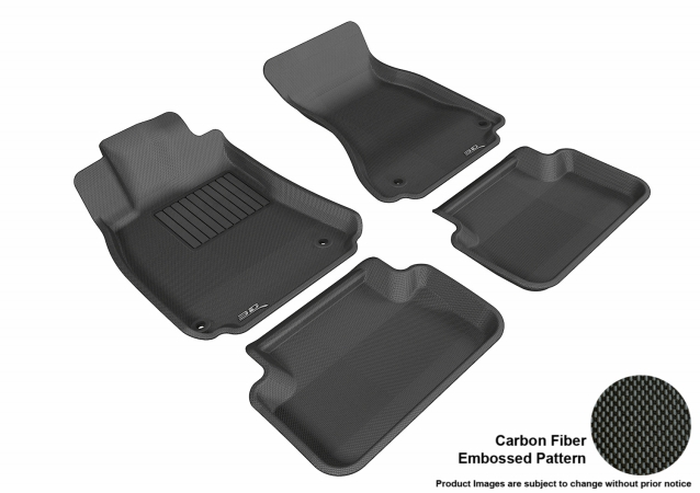 3D Maxpider Complete Set Custom Fit All-Weather Kagu Black Floor Mat for 2009-2016 Audi A4-S4-RS4 Models - Black