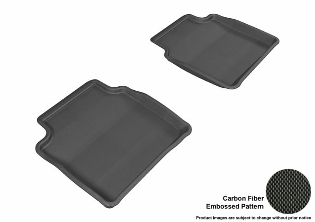 3D Maxpider Second Row Custom Fit All-Weather Kagu Black Floor Mat for 2008-2012 Chevrolet Malibu Models - Black