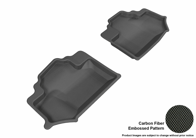 3D Maxpider Second Row Custom Fit All-Weather Kagu Black Floor Mat for 2014-2016 Jeep Wrangler Models