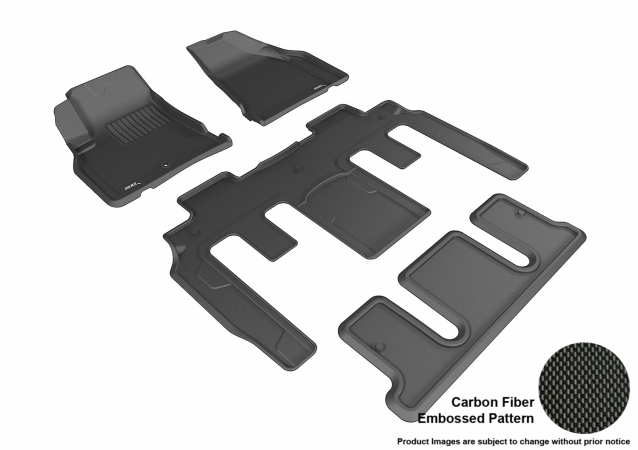3D Maxpider Custom Fit Complete Kagu Black Floor Mat for 2008-2016 Buick Enclave Models - Bucket Seating