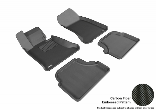 3D Maxpider Complete Set Custom Fit All-Weather Kagu Black Floor Mat for 2004-2010 BMW 5 Series E60 Models - Black