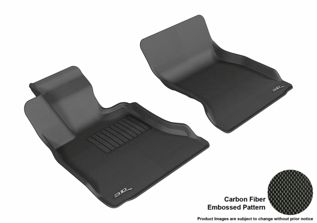 3D Maxpider Front Row Custom Fit All-Weather Kagu Black Floor Mat for 2011-2016 BMW 5 Series F10 Models - Black