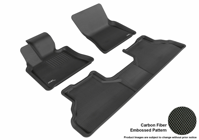 3D Maxpider All 2 Row Custom Fit Kagu Black Floor Mat for 2008-2014 BMW X6 E71 Models - Black