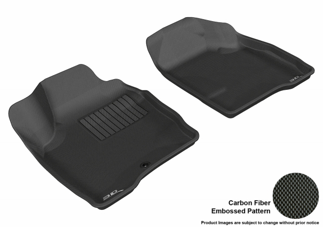 3D Maxpider Front Row Custom Fit All-Weather Kagu Black Floor Mat for 2006-2013 Chevrolet Impala Models - Black