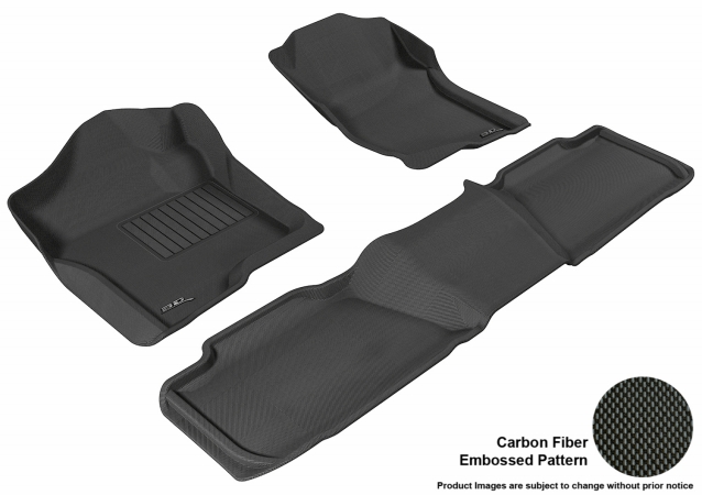 3D Maxpider Complete Set Custom Fit All-Weather Kagu Black Floor Mat for 2007-2014 Chevrolet Tahoe Models - Black