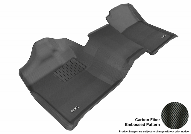 3D Maxpider Front Row Custom Fit All-Weather Kagu Black Floor Mat for 2007-2013 Regular Cab Chevrolet Silverado 1500 - GMC Sierra 1500 Models