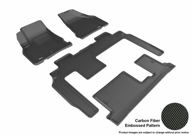 U Ace  3D Maxpider Custom Fit Complete Kagu Black Floor Mat for 2009-2016 Chevrolet Traverse Models - Bench Seating