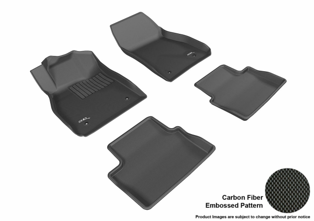 3D Maxpider Custom Fit Complete Kagu Black Floor Mat for 2013-2015 Chevrolet Malibu Models - Black