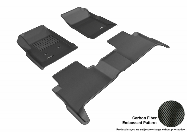 3D Maxpider All 2 Row Custom Fit Kagu Black Floor Mat for 2015-2016 Chevrolet Colorado Crew Cab Models - Black