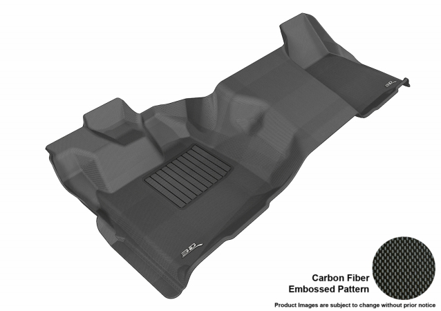 3D Maxpider Front Row Custom Fit All-Weather Kagu Black Floor Mat for 2011-2016 Super Duty Regular Cab Ford F-250-350-450 Models